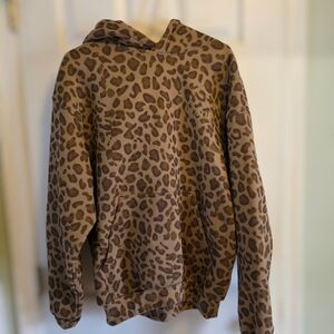 Comfrt Leopard Print Hoodie-Size MED- NWOT-SUPER COMFY-HEAVY-OVERSIZED